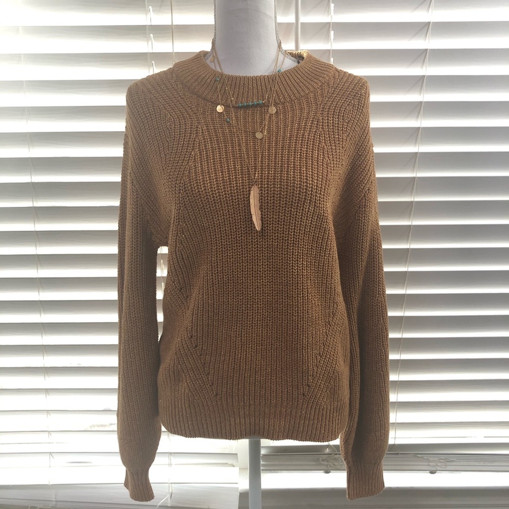H&M | Gold Shimmer Puff Sleeve Sweater S